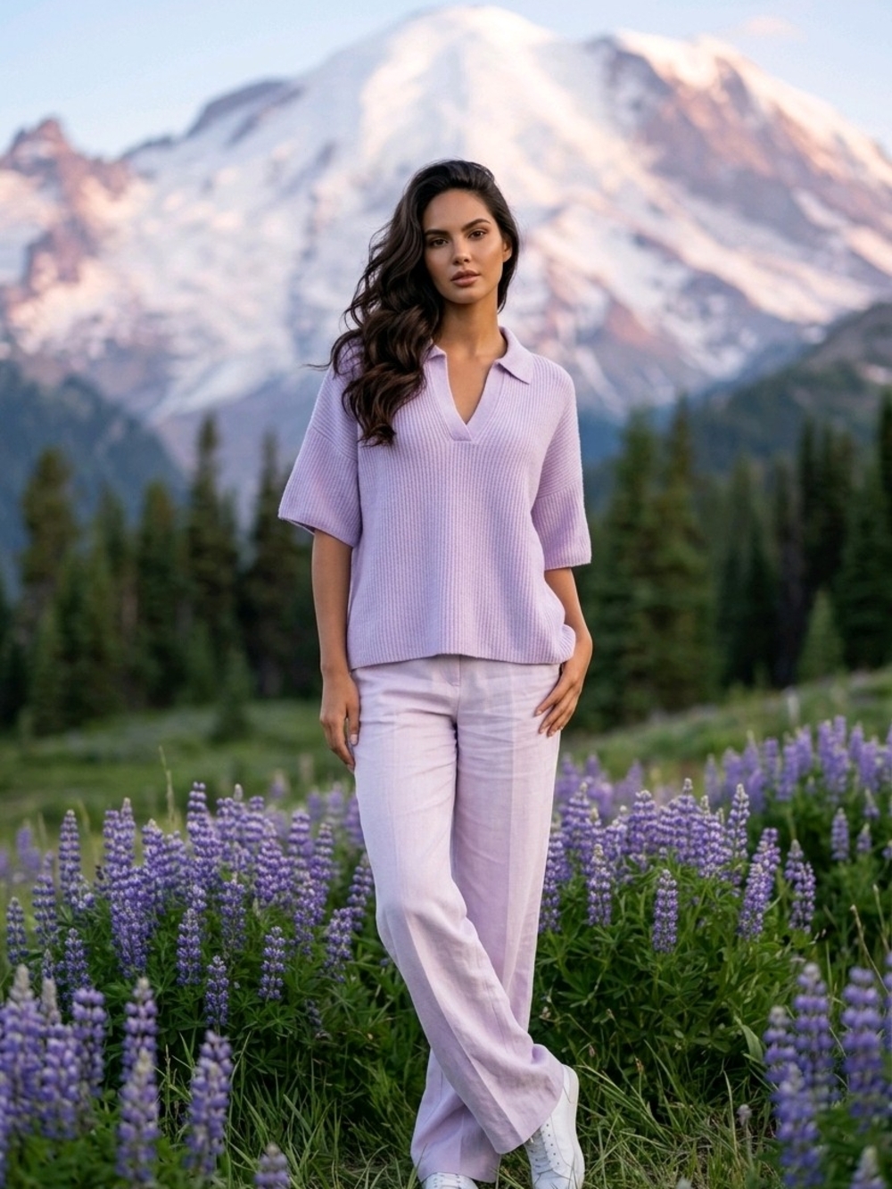 Lavender Knit Polo Sweater - Picture 7 of 10